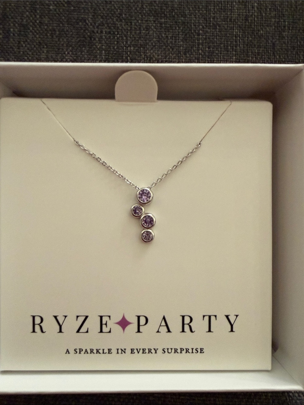 Ryze Party .925 Sterling silver Necklace with Purple Gemstone Pendant